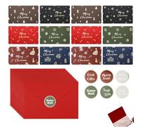 PLATEYTR Biglietti di Natale con Busta 12 Pezzi Set Natalizio Elegante 14x10cm Multicolore per Auguri Personalizzati Feste Amici Famiglia colleghi Decorazione Regalo