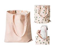 PLATEYTR Doppio lato cotone e borsa di tela, borsa di tessuto, borsa della spesa, cotone spalla reversibile tela borsa messenger per le signore, i bambini (pesca, 40cm x 36cm)