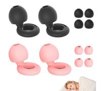 PLATEYTR Tappi Orecchie Silicone 2 Paia con Custodia, Tappi Auricolari Morbidi per Dormire Laterale e Isolamento Acustico, Taglie S M L, Colore Nero Rosa, per Sonno Viaggio Lavoro