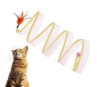 PLATEYTR Tunnel per Gatto Giocattolo, Tunnel S Pieghevole per Gatto Giocattolo, Tunnel Giocattolo per Animali Domestici con Giocattolo a Molla e Topo Giocattolo per Giochi Coniglio Tunnel(A)