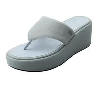 Platfforms - Sandali con zeppa in denim scuro