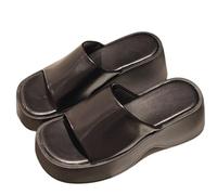 Platform Sandals for Women 2025 Summer New Styles Black Open Toe Sandals with Arch Support Comfortable Plantar Fasciitis Summer Beach Walking Slide(Schwarz,38 EU)