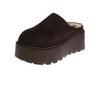 Platform Slippers for Women, Ladies Fuzzy Platform Shoes, Plush Thermal with Anti-Skid Sole, Cozy And Stylish Mini Boots Shoes for Indoor Outdoor (Coffee,35)