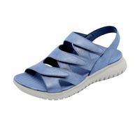 Platform Sneaker da donna con plateau estivi, antiscivolo, da trekking, da donna, sottili, elasticizzati, leggeri, con suola in pelle, alla moda, con punta aperta, Blu, 38 EU