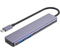 PLATINET MEDIA HUB 7IN1 10GBS USB-C A 4X USB-C 3.2 GEN2 + 2X USB-A 3.2 GEN1 + 1X USB-C PD 100W ALU