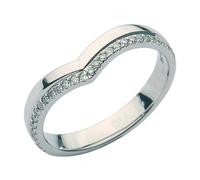 Platino Anello Curvo Osso a Forchetta Eternity Stile Diamante 3mm Marchiato 950