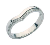 Platino Anello Curvo Osso a Forchetta Eternity Stile Diamante 3mm Marchiato 950