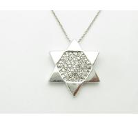 Platino Argento Sterling a Pavé Bianco Zaffiro Stella di David Cabala Collana