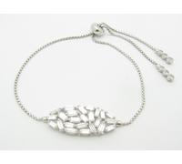 Platino Argento Sterling Bianco Zaffiro Baguette Barrette Tennis Bracciale Sposa