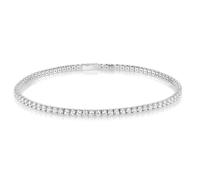 Platino Argento Sterling Bianco Zaffiro Sottile Sposa Tennis Impilabile Bracelet