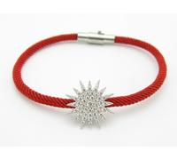 Platino Argento Sterling Bianco Zaffiro Sunburst Rosso Cabala Bracciale Regalo