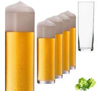 PLATINUX Bicchieri da birra alti da 200 ml (max. 240 ml), set da 6 pezzi, in vetro, lavabili in lavastoviglie