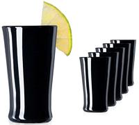 PLATINUX - Bicchieri neri in vetro, da shot, set da 6 pezzi, per cicchetti, vodka, liquore, tequila, 20 ml (max. 30 ml)