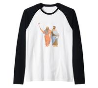Platone E Aristotele Prendendo Selfie Divertente Filosofia Greca Maglia con Maniche Raglan