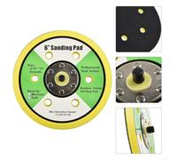 Platorello con gancio e anello da 150 mm con filettatura maschio 5/16"-24 per levigatrice orbitale, estrazione della polvere a 6 fori, poliuretano ad alta densità San