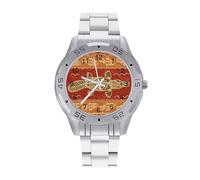 Platypus and Fish - Orologio da uomo con motivo tribale e cinturino in acciaio inox, analogico, al quarzo, per affari, Stile:, regular, Bracciale