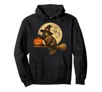 Platypus Witch Hat Jack O Lantern Zucca Luna Scopa Felpa con Cappuccio