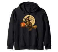 Platypus Witch Hat Jack O Lantern Zucca Luna Scopa Felpa con Cappuccio