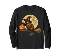 Platypus Witch Hat Jack O Lantern Zucca Luna Scopa Maglia a Manica