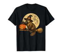 Platypus Witch Hat Jack O Lantern Zucca Luna Scopa Maglietta