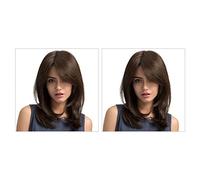 Plawee 2X Parrucche di Capelli Delle Donne Ladies Daily Natural Wave Scuro Parte di Separazione Sintetico Parrucche di Pizzo con Scoppi