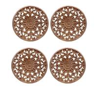 Plawee 4X Carved Fiore Che Incide Gli Appliques di Legno Rotondi per Il Governo della Mobilia Figurina Decorativa della Decalcomania di Legno Modanata Non Verniciata