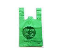 Plaxi 500 Buste Sacchetti Resistenti cm. 24 + 14 x 45 Grammi 5 biodegradabili compostabili Norma EN 13432 per Negozi Alimentari, a Strappo e asola per appenderli robusti Shopper bio V 24x45