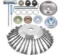 PLAXNS Lama rotante in filo di acciaio da 25,4 cm, con kit adattatore universale, compatibile con Stihl, Husqvarna, decespugliatori, tosaerba, muschio e rimozione della ruggine