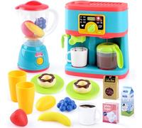 PLAY Accessori Cucina Giocattolo, Set di Accessori Cucina per Bambini con Macchina Caffè Giocattolo, Mixer, Giocattoli Alimentari, Luci e Suoni, Kit Elettrodomestici Cucina per Bambini da 3+
