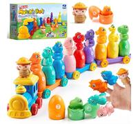 Play-Act Giocattolo Educativo per bambini di 1-3 anni,Set di 9 Dinosauri Treno Giocattolo Componibili con Conteggio,Abbinamento e Ordinamento,Giochi Montessori Regalo di Compleanno per Bimbo Bambino