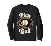 Play Ball Illustration Timeless Baseball Inspired Artwork Maglia a Manica