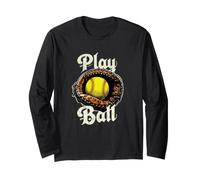 Play Ball Illustration Timeless Softball Inspired Artwork Maglia a Manica