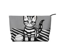 Play Ball Kitty Chiusura Cerniera Borsa Trucco Velluto a Coste Multifunzionale Organizer 22x7x17cm per Viaggi Campeggio Vacanza Fitness, Nero , Taglia unica