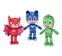 Play by Play - Set Completo 3 Peluche 35cm Personaggi Super PIGIAMINI Gattoboy + Gufetta + Geco