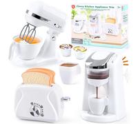 PLAY Cucina Giocattolo per Bambini con Macchina Caffè, Mixer, Tostapane con Luci e Suoni Realistici, Set di Elettrodomestici Cucina Regalo per Bambini 3+ Anni (Bianco)