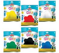 Play-Doh Air Clay - Set da 6 pezzi di argilla per scolpire (bianco, blu, rosso, verde, giallo, nero) senza duplicati uno di ogni colore