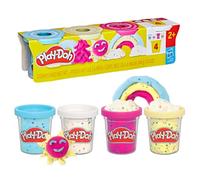 Play-Doh Confetti Pack, Giocattoli di Fantasia con Barattoli Colorati, Giochi per Bambini e Bambini dai 2 Anni in Su, Contiene 4 Vasetti da 85 g, Azzurro, Bianco, Rosa, Giallo