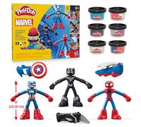 Hasbro Play-Doh Marvel Hero Adventure Set di Plastilina Creativa con 3 Action Figure e 6 Vasetti di Pasta Modellabile, Idea Regalo per Bambini e Bambine dai 4 Anni in su