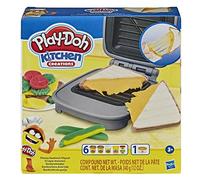 Play-Doh Hasbro Sandwich formaggioso (Playset con 1 vasetto di Pasta da Modellare Elastix, 6 vasetti di Pasta da Modellare Accessori, Kitchen Creations).