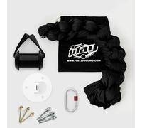 Play Juggling - Kit Piastra Soffitto + Tessuto Aereo Slim con Gancio Certificato + Moschettone a Ghiera per acrobatica Aerea e Discipline aeree, 100% Poliestere - Certificato (14 Metri - Nero)