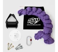 Play Juggling - Kit Piastra Soffitto + Tessuto Aereo Slim con Gancio Certificato + Moschettone a Ghiera per acrobatica Aerea e Discipline aeree, 100% Poliestere - Certificato (6 Metri - Viola)