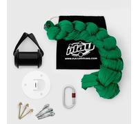 Play Juggling - Kit Piastra Soffitto + Tessuto Aereo Slim con Gancio Certificato + Moschettone a Ghiera per acrobatica Aerea e Discipline aeree, 100% Poliestere - Certificato (16 Metri - Verde)