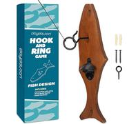 Play Platoon Gioco con gancio e anello con apribottiglie, gioco di lancio ad anello in legno per adulti, motivo calcio o tavola da surf