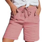 Play Shorts da donna Fashionable and Casual Solid Color Elastic Waist Cotton Linen Sports Five Point Pants Cargo Shorts Uomo Camouflage, Colore: rosa., XXL
