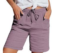 Play Shorts da donna Fashionable and Casual Solid Color Elastic Waist Cotton Linen Sports Five Point Pants Cargo Shorts Uomo Camouflage, grigio scuro, S