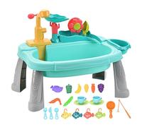 Play Sink with Running Water Circulated Rotary Faucet Toddler Sink with Flower Waterwheel Electric Cartoon Summer Kids Toys for Fishing Game Pretend Play
