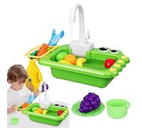 Play Sink with Running Water Electric Faucet, Pretend Sink Kitchen Set