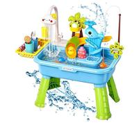 Play Sink With Running Water - Fosters Developmental Growth, Electric Faucet Water Table Basin, 54cm X 29cm X 53cm Large Size + 1100g Sturdy ABS Frame, Battery Powered Motorized Flow - For Kids Aged 1