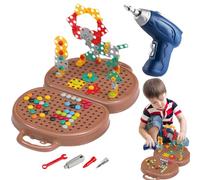 Play Toolbox with Drill - 203 pezzi per bambini Trapano avvitatore giocattolo - Set di giocattoli educativi per bambini dopo la scuola, compleanno, festa di classe all'aperto viaggio famiglia