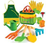Play22 Kids Gardening Tool Set 12 PCS - Kids Gardening Tools Shovel Rake Fork Trowel Apron Gloves Watering Can and Tote Bag, Toddler Gardening Tools for Kids Best Outdoor Toys Gift for Boys and Girls